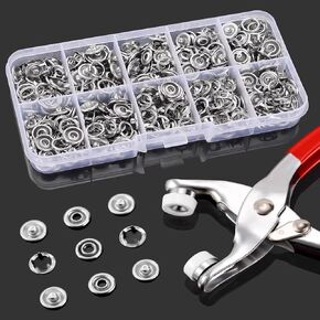 Snap Fasteners Kit - 100 Sets Metal Snaps Buttons with Fastener Pliers Press Tool - Perfect for DIY Crafts, Clothing Sewing, and Hats - Easy Installation for Fabric(9.5mm / 400 PCS)