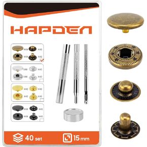 Leather Snaps and Fasteners Kit，15mm 40 Sets Metal Snap Buttons with Setter Tools， Sewing Snaps for Clothing，Fabric，Leather, Clothes, Jackets, Bags, DIY Crafting Black Snaps