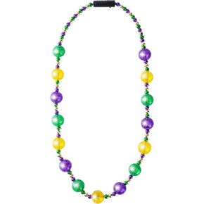 JOYIN 41'' LED Mardi Gras Jumbo Bead Necklaces, Light Up Party Necklaces, Gold Green Purple Mardi Gras Necklace Bead, Mardi Gras Decorations Party Favors Outfit Accessories