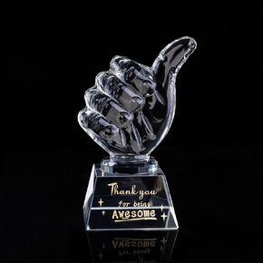 Crystal Awards as Employee Appreciation Gifts with Thumbs Up, Ideal Work Gifts for Coworkers & Staff, Expressing 'Thank You for Being Awesome' to Coworkers, Employees, and Teachers during Christmas