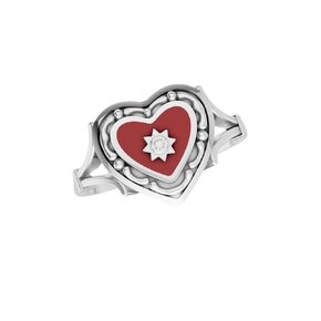 Valentine Heart المينا الإيطالية 925 الخاتم الفضي الاسترليني للنساء ، الخاتم المصنوع يدويًا ، خاتم Engagemnet ، حلقة الوعد ، حلقة عيد الحب (المينا الأحمر - الفضة ، 9)