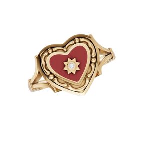 Valentine Heart الإيطالي المينا 925 الخاتم الفضي الاسترليني للنساء ، خاتم مصنوع يدويًا ، خاتم Engagemnet ، حلقة الوعد ، حلقة عيد الحب (المينا الأحمر - الذهب ، 6)