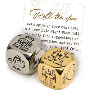 2Pcs Dice - Date Decision for Couples - Valentines Gifts for Her, Him - Valentine Couples Gifts for Him, Her, Boyfriend, Husband, Wife, Girlfriend, Women, Men - Funny Food Decision Dice