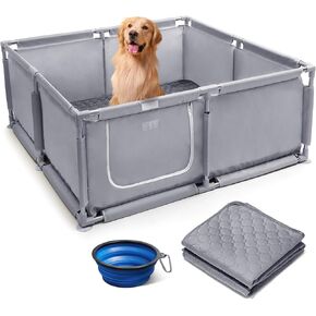 Whelping Box for Dogs and Puppies 48x48x18 inch Pet Whelping Box with Washable Pee Pads and Collapsible Dog Bowl for Medium Small Dogs