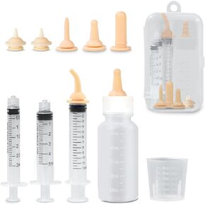 Kitten Bottle Feeding Kit, Kitten Formula Feeder, Kitten Milk Kitten Nipples and Syringes for Newborn Puppies, Kittens, Squirrels, Bunnies, Bird,...