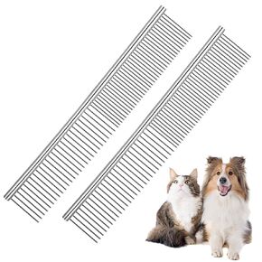 2pcs أمطار صغيرة من الصلب ، أمطار الكلاب ذات الأطراف المستديرة ، أسنان الفولاذ المقاوم للصدأ ، ومشط القطة المعدنية الكلب لإزالة التشابك والعقد ، وأداة الاستمالة للحيوانات الأليفة للكلاب ذات الشعر الطويل والقطط والحيوانات الأليفة الأخرى