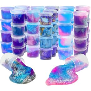 48 حزم Slime Galaxy ، غير لينة ، ناعمة ، تخفيف التوتر ، حشوات سلة عيد الفصح للأطفال ، الفتيات ، الأولاد ، البالغين