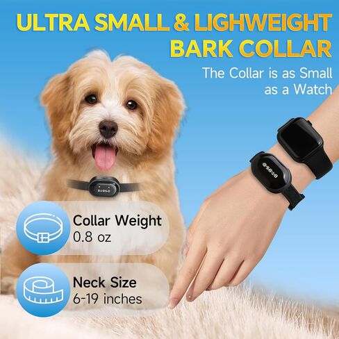 Bark Collar for Small Medium Dogs, Touchscreen Barking Collar with 5 Sensitivity and 7 Modes, Rechargeable Bark Collars, IP67 Waterproof, Humane Dog Bark Collars, Deep Black in Saudi Arabia