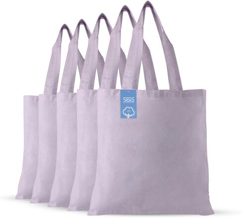 Simply Green Solutions Reusable Cotton Cloth Grocery Craft Bag, 15 x 16 Reusable Tote with Handle, Pack of 5, Orange in Saudi Arabia