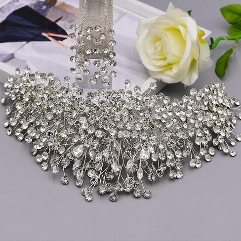ULAPAN HP376 Silver Rhinestone Wedding Headpiece for Women Handmade Bridal Headband Hair Accessories in Kuwait