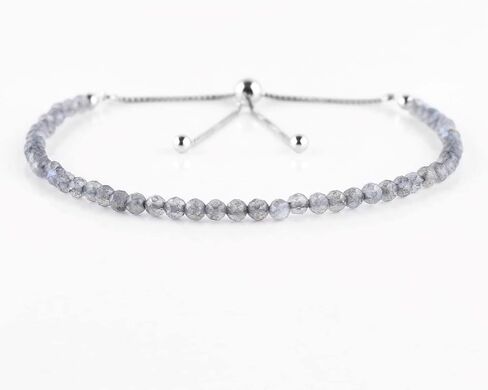 Odrilliongems Natural Labradorite Gemstone Bolo Bracelet ، حبات الوجه ، 925 المجوهرات الفضية الاسترليني ، منزلق قابل للتعديل ، مصنوعة يدويًا ، حفل زفاف ، عيد ميلاد ، هدية للنساء ، 10 بوصات in Kuwait