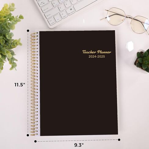 مخطط مدرس Skydue 2024-2025 العام الدراسي ، يوليو 2024 - يونيو 2025 ، 8.5 "× 11" ، كتاب خطة الدروس مع علامات تبويب شهرية ، ملصقات دوامة متينة ، 4 أوراق مخططات ، 7 صفحات وظيفية أخرى أسود in Kuwait