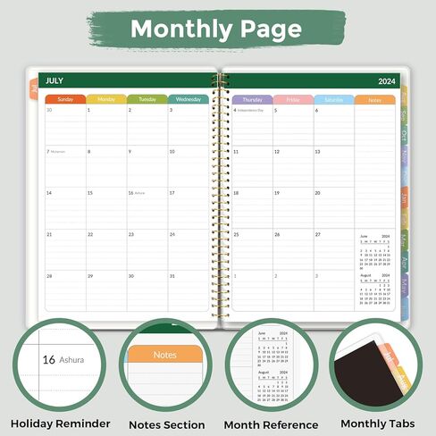 مخطط مدرس Skydue 2024-2025 العام الدراسي ، يوليو 2024 - يونيو 2025 ، 8.5 "× 11" ، كتاب خطة الدروس مع علامات تبويب شهرية ، ملصقات دوامة متينة ، 4 أوراق مخططات ، 7 صفحات وظيفية أخرى أسود in Kuwait