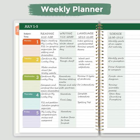 مخطط مدرس Skydue 2024-2025 العام الدراسي ، يوليو 2024 - يونيو 2025 ، 8.5 "× 11" ، كتاب خطة الدروس مع علامات تبويب شهرية ، ملصقات دوامة متينة ، 4 أوراق مخططات ، 7 صفحات وظيفية أخرى أسود in Kuwait