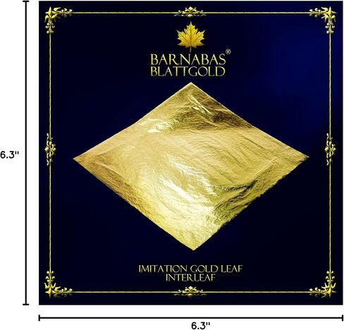 Barnabas Blattgold Deritation Leaf [100 ورقة ، 6.3 بوصة] - أوراق رقائق ذهبية فضفاضة للطلاء والفنون والحرف اليدوية in Kuwait