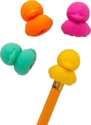 Fun Express 1" Lucky Duck Bright Colors Rubber Pencil Top Erasers - 12 Piece in Saudi Arabia