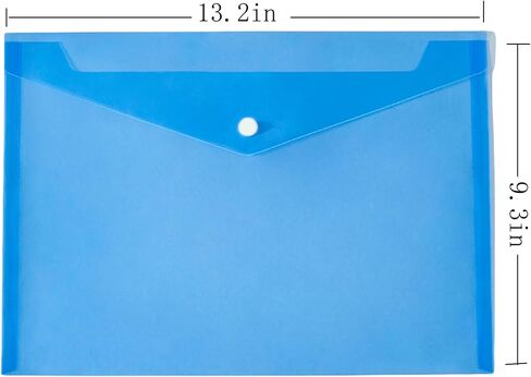 12PCS Transparent Blue Document Folders with Button Closure, A4 Size for Contracts, Exam Papers, Important Documents, and Invoices - Durable and Organized Storage Solution in Saudi Arabia
