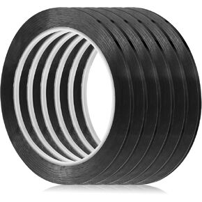 6 Rolls Whiteboard Tape, 3mm Thin Black Tape 1/8 Pinstripe Tap Dry Erase Whiteboard Thin Tape Self Adhesive Chart Line Tape for Classroom and Office Presentations DIY Art Crafts