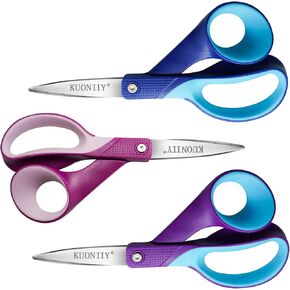 Left Handed Kids Scissors，7" Big Kids Scissors for Ages 8+, Scissors for School or Crafting,3 Pack
