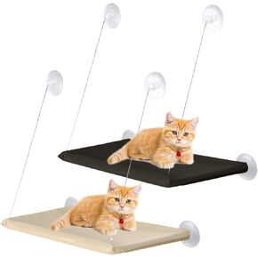 2 Pack Cat Window Perch, Cat Window Hammock Cat Bed Window with 4 Strong Scution Cups, Cat Window Shelf for Kitty Pet Kitten