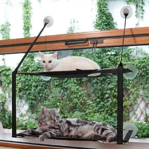 Cat Window Perch Folding Cat Hamock for Closing Curtain Up to 50lb Metal Frames Double Layers Window Bed Soft Mats Sunny Seat
