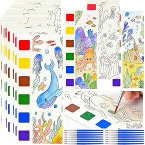 Vileafy 20 تحت حفل Sea Party Favors للأطفال الذين تتراوح أعمارهم بين 4 و 8 سنوات ، كتاب ألوان مائية Pockage -باهي مع كتاب تلوين مائي للفنون الفنية (حيوانات البحر)