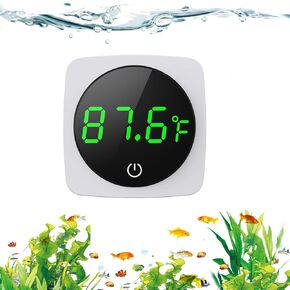 مقياس حرارة حوض السمك ، مقياس حرارة خزان الأسماك الرقمية LED عالية الدقة إلى ± 0.9 ℉ ، إكسسوارات أسماك الأسماك المائية لـ Betta أو Goldfish أو Axolotl أو PET المائي والأبيض