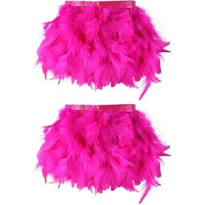 Hot Pink Turkey Feathers Trim Fringe 4Yard 4-6inch for Party Clothing DIY Sewing Craft Wedding Dress Decoration Natural Fluffy Turkey Feather Trim