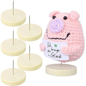 Homoyoyo 6 Set Doll Stands Display Holder Crochet Doll Stand Doll Display Needle Base Support Display Holder Portable Figures Wood Doll Showcase Single Needle