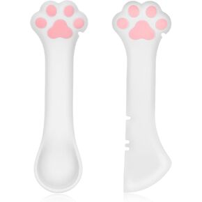 2 Pcs Cat Food Spatula Cat Can Opener And Spoon Silicone Pet Food Spoon Cat Food Spoon Spoon for Cat Food Can Wet or Dry Food Short Spoon Cat Treat Dispenser Cat Spoons for Wet Food with Mini Spatula