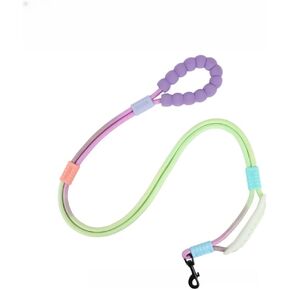 Hands Free Dog Leash Dual Handle, Wearable Leashes for Dog, Padded Waist Belts and Rotating Metal Clip, 6.5 FT for Small to Medium Dogs (15+ lbs) Walking Training Running (Purple Green)