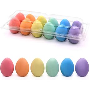 12PCS Sidewalk Chalk for Kids, Chalk Eggs Easter Basket Stuffers for Kids Boys Girls Toddlers Outdoor Play, Washable Nontoxic Sidewalk Chalk Party Favors