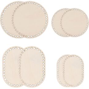 8pcs Wooden Crochet Basket Base, Oval Shape Blank Crochet Knitting Basket Wood Base Shaper, Circle Basket Bottom for Crochet, Wood Base for DIY Basket Weaving Supplies Craft Making Home Decor