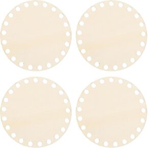 PATIKIL 4" Diameter Crochet Basket Bottom, 4Pcs Round Blank Crochet Knitting Wooden Base for DIY Craft Weaving Basket Making Supplies Home Decoration