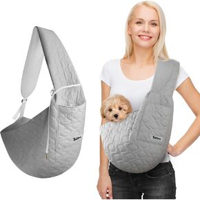 Dog and Cat Sling Carrier, Hands Free Pet Carriers Bag, Padded Adjustable Pet Soft Carrier with Adjustable Shoulder Strap, Travel Safety Harness Machine Washable for Small Cats Dogs Outdoor