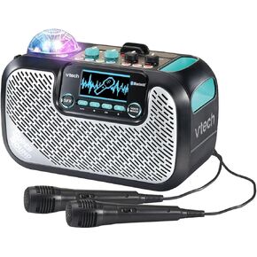 VTech Super Sound Karaoke Portable Bluetooth, 2 Mics Included, Party Lights