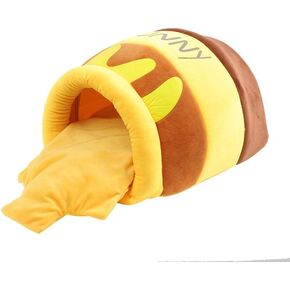 Honey Pot Kitty Bed Cave - Comfortable Memory Foam Cotton Small Catmall Pet Bed with Removable Cushion Washable Small Cat Bunny Puppy Kitty House 2 in 1 Small Pet Cave Bed