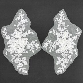 Betiteto Flower Plowerery Lace Lace 1 Pair 3D Progroided Floral Sew on Patches for Wedder Bridal Dress Bud Cash Craft DIY (#1 White-Off)