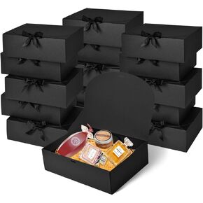 12Pack Black Gift Boxes with Lids, 12×9.8×3.1 Inch Groomsmen Proposal Box, Luxury Black Gift Box with Ribbon for Wedding Box, Birthday Box, Party Box, Christmas Boxes,Bridesmaid Box,Graduation Gift