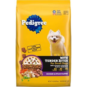 Pedigree with Tender Bites for Small Dogs Adult Dry Dog Food, Chicken and Steak Flavor, 14 lb. Bag
