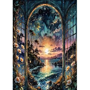 GXGLLPZBY 5D Diamond Painting Kit for Adults Beginners,DIY Sunrise Lake Flower Paint by Diamond Art Kits,Suitability Friends Full Round Drill Diamonds Dots Gem Art,Home Wall Decor 11.8x15.8 Inch