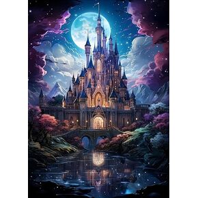 GXGLLPZBY 5D Diamond Painting Kit for Adults Beginners,DIY Castle Moon Paint by Diamond Art Kits,Suitability Friends Full Round Drill Diamonds Dots Gem Art,Home Wall Decor 11.8x15.8 Inch