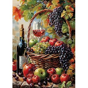 GXGLLPZBY 5D Diamond Painting Kit for Adults Beginners,DIY Wine Basket Paint by Diamond Art Kits,Suitability Friends Full Round Drill Diamonds Dots Gem Art,Home Wall Decor 11.8x15.8 Inch