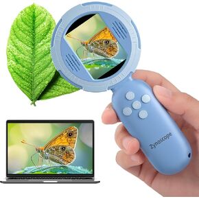 Kids Microscope with 100X Magnification, Handheld Portable Digital Microscope for Children, Rechargeable STEM Educational Toy with LED Light, Science Kit Gift for Boys & Girls Ages 3+