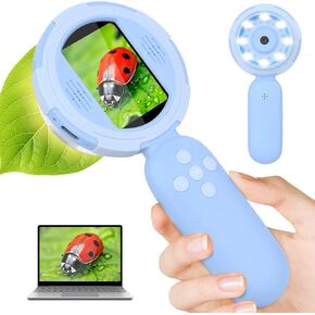 Mafiti Microscope for Kids Mini Pocket Handheld Kids Microscope Educational Science Kit Toys Xmas/Birthday Gifts for Aged 3-12 Girls Boys,Blue