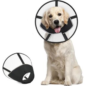 Supet Dog Cones for Large Dogs, Soft Dog Cone Collar to Stop Licking, Comfortable E Collar with Soft Fabric After Surgery, Adjustable Pet Recovery Collar (L)