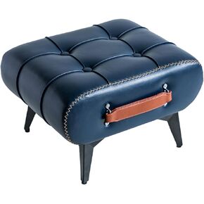 Small Footstool Ottoman - Stylish and Functional Faux Leather Footrest for Extra Seating in Living Room, Entryway, or Office