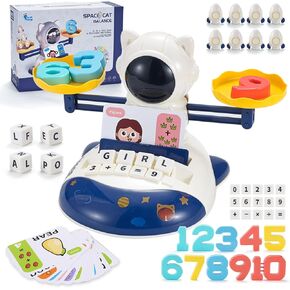3 in 1 Math Game Toys for Kids 3-7, Preschool Alphabet Learning Toys with Spelling, Counting & Reading, Flash Cards Gifts for Boys & Girls