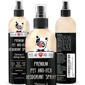 Pets Are Kids Too Soothing Anti Itch Spray for Dogs Cats - Dog Deodorant Natural Aloe Baking Soda Spray Itchy Skin Paws Pet Relief Hypoallergenic Cat Dog Products Allergy Dog Perfume - Oatmeal 8oz
