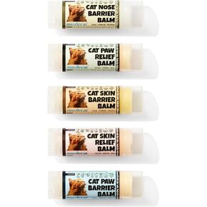 Organic Vegan Cat Balm Set – Lick-Safe Moisturizer & Sunscreen for Paws, Nose, & Skin – 5 All-Natural Non-Toxic Balm Sticks for Itch Relief, Dry Cracked Pads, & Wound Care For Cats & Kittens (0.15oz)